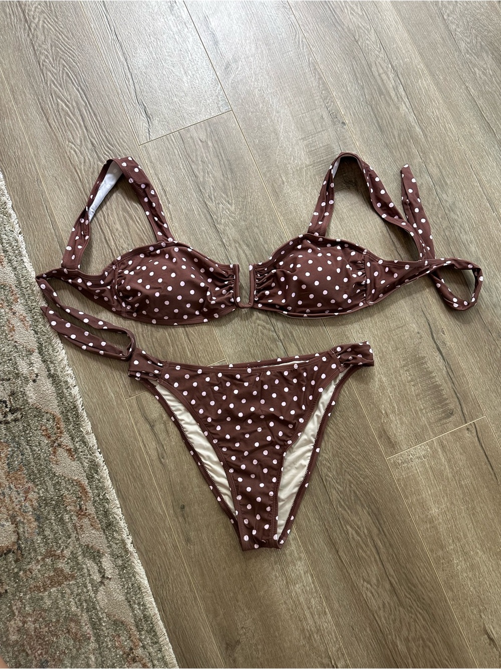 Cupshe Brown and White Polka Dot Bikini Set